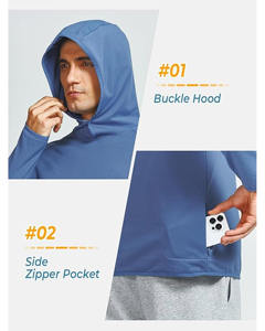 เสื้อฮู้ดผู้ชายแบบมีซิป ผ้าฟลีซบุซับในอุ่นสบาย แห้งเร็ว ระบายอากาศได้ดี คุณภาพสูง สีพื้น เหมาะสำหรับฤดูหนาว - Product Image 6