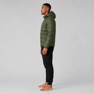 Veste matelassée pour homme, hiver, extérieur, à capuche, doublure en soie épaisse, rembourrage en coton, logo personnalisé, poids du tissu 500g, tendance, décontractée - Product Image 6
