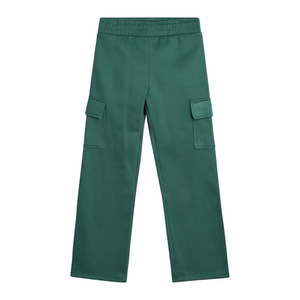 Ensemble de survêtements pour enfants vert forêt, style crop, en molleton bouclette, avec haut à capuche et pantalon cargo à jambes larges, confortable et durable - Product Image 3