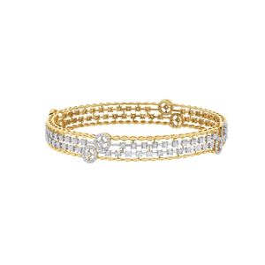 Bracelet jonc circulaire multi-rangs en or jaune avec diamants de laboratoire - Product Image 2