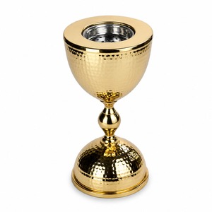 Geometric Wooden Mabkhara With Twisted Gold Metal Stand Modern Arabic <b>Oud</b> Burner Home Fragrance <b>Bakhoor</b> Censer For Ramadan Decor - Product Image 5