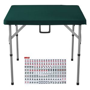 Portable Bi-Folding 4 Player Mahjong <b>Table</b> with 144PCS Tiles and 3 Dice Fold in Half Design for <b>Card</b> Players - Product Image 1