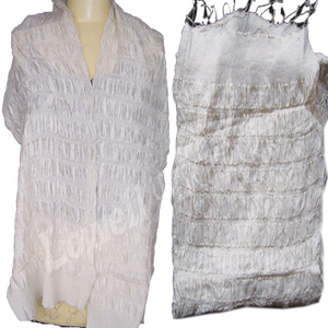 Écharpe longue en soie blanche, couleur unie, design plissé, accessoire de mode féminin, toutes saisons, style simple - Product Image 3