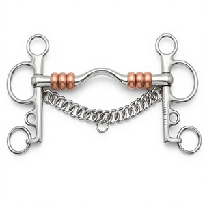Mors de cheval Western en acier inoxydable avec rouleau en cuivre et maillons de chaîne - Product Image 4