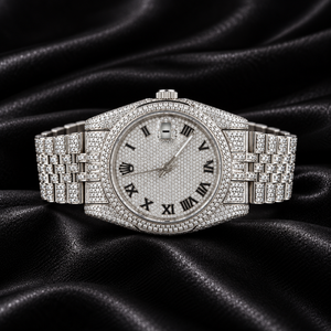 Montre à quartz unisexe de luxe Raj James, bracelet en acier inoxydable, cadran analogique à chiffres romains, verre 38 mm, date, hip-hop, 20 mm - Product Image 4