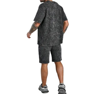 Ensembles de survêtement d'été à manches courtes en coton deux pièces personnalisé pour hommes ensemble unisexe chemise et short - Product Image 4