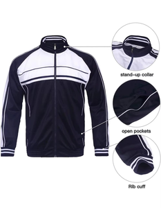 HIGHSPARK ENTERPRISES Survêtement léger réversible coupe-vent pour homme, bleu marine et blanc, avec blocs de couleur, fermeture éclair intégrale et col montant, style sportif - Product Image 5