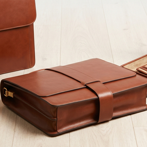 Classic Genuine Leather Briefcase Laptop Bag With Buckle Closure Large Capacity Unisex Handle Design Durable Briefcase Style - Product Image 2