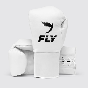Gants de boxe sur mesure, couleur blanche, à lacets, Pro X, pour sparring, compétition, entraînement, en cuir véritable. - Product Image 1