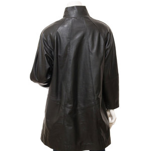 Custom Outerwear <b>Jacket</b> <b>Women</b> Genuine <b>Leather</b> <b>Long</b> Coat Stand Collar Full Sleeve Button Closure Elegant Winter Style - Product Image 2