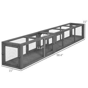 Tunnel per Gatti da Esterno in Legno da 98 Pollici con Design Combinabile e 8 Porte Grigio Scuro - per Tubi Tunnel per Animali Domestici e Ruote per Esercizio - Product Image 3