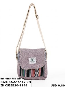Eco-Friendly Hemp and Cotton <b>Canvas</b> Crossbody Sling <b>Bag</b> with Boho Stripes Daily Casual Crossbody - Product Image 4