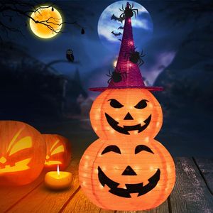 Halloween 3FT decorazioni di zucca pieghevoli 8 modalità illuminate Jack O Lantern zucche per giardino interno esterno luce di casa - Product Image 1