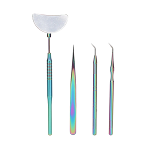 4PCS Custom Logo Eyelash Extension Tweezers Set Multi Color Stainless Steel Mirror Finish Professional Beauty Lash <b>Tools</b> - Product Image 1