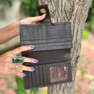 Cartera de cuero con pelo en piel oculta, cartera tallada a mano occidental, tarjetas de cuero talladas con herramientas Vintage, regalos de billetera en efectivo - Product Image 6