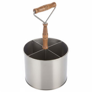 Countertop Silver Metal Cutlery <b>Holder</b> With 4 Compartment <b>Utensil</b> Caddy Decorative Farmhouse Style Tabletop Caddy - Product Image 1