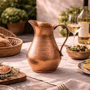 Copper Water Jug With Lid And Matching <b>Cup</b> Vintage Style Home Drinkware Large Capacity <b>Set</b> - Product Image 4