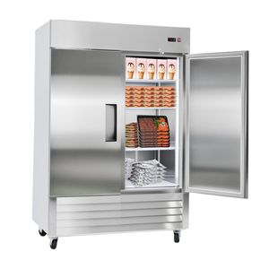 Congelatore Commerciale in Acciaio Inox da 43,2 Piedi Cubi, Larghezza 32,2 Pollici, Doppia Porta, Verticale, Scongelamento Automatico, 8 Pollici - Product Image 1