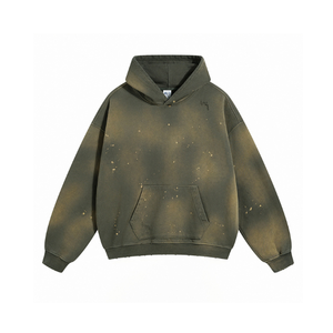 เสื้อฮู้ดดี้สีเขียวมะกอกแบบดิสเทรสลายสาดสี |   เสื้อพูลโอเวอร์ผ้าฟลีซหนาน้ำหนักมากขนาดโอเวอร์ไซส์ |   เสื้อฮู้ดสตรีทแวร์สไตล์วินเทจแบบฟอกสี |   ฉลาก OEM - Product Image 1
