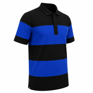 Camisa a Rayas para Hombre con Logotipo Personalizado, Estilo Chic Y2K, Manga Corta, Rayas en Bloques, Camisa a Rayas Premium de Moda para Hombre - Product Image 1