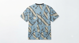 Camiseta de Manga Corta con Cuello Redondo y Bordado Floral en Azul Claro para Hombre, Estilo Urbano - Product Image 3