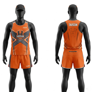 Uniforme Deportivo para Hombre de Malla Interlock de Poliéster Premium, Diseño de Paneles en Naranja Durazno y Azul Marino, Sublimación, Logotipo Personalizado - Product Image 2