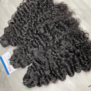 Vapeur grand birman bouclés naturel noir couleur machine trame cheveux naturel noir couleur 18-20 pouces prêt à expédier - Product Image 1