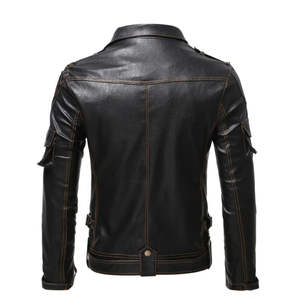 Veste de moto en cuir d'agneau pour homme, haute qualité, col montant, coupe-vent, respirante, cuir véritable - Product Image 2