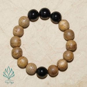 Pulseras de Coral Negro en Oferta, Joyería de Agarwood SB-0013-12 con 4 Cuentas de Coral en la Parte Posterior, 12 Cuentas de Agarwood Naturales, Unisex - Product Image 2