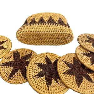 Juego de posavasos de ratán estilo vintage, hechos a mano, para la encimera de la cocina y uso diario, para tazas de café, té y jugo. - Product Image 4
