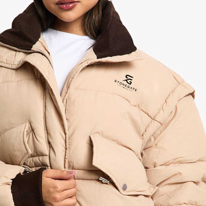 Chaqueta Acolchada de Moda para Mujer, Abrigo de Invierno Cálido con Capucha, Cortavientos, Color Sólido, Ligero, Nuevo, de Alta Calidad, con Logotipo, 2026 - Product Image 4