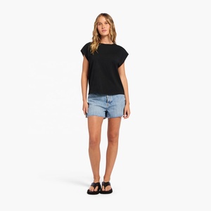 เสื้อครอปท็อปผ้าเจอร์ซีย์คุณภาพพรีเมียม สำหรับฤดูร้อน เป็นมิตรต่อสิ่งแวดล้อม แขนสั้นพิเศษ แขนสั้นแบบแคป ผ้าฝ้าย 100% ปักลาย เสื้อยืดผู้หญิง - Product Image 4