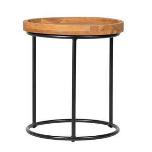 Table d'appoint authentique en bois avec dessus en bois naturel et structure en fer robuste - Product Image 3