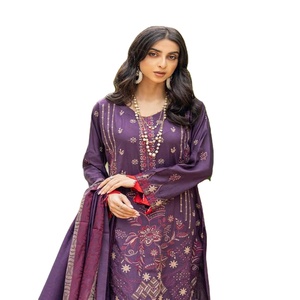 Hermosos y elegantes trajes bordados de tres piezas para damas, colección de ropa India pakistaní, Dr Haris Vol ZAREEN Made Viscose - Product Image 1