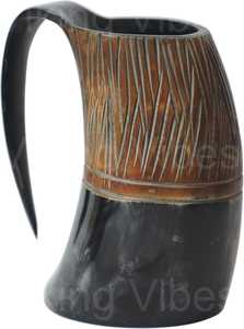 Tazas de cuerno tradicionales utilizadas para rituales de bebida ceremoniales, celebraciones culturales, estilo vikingo tradicional - Product Image 5