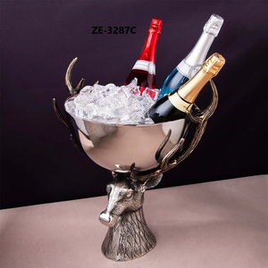 Stainless Steel Deer Head Ice Bucket Handmade Metal Sculpture 48cm Height Tabletop Decor <b>Rustic</b> Animal Theme - Product Image 2