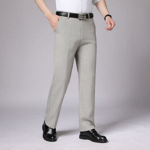 Pantalon de costume droit léger à rayures pour homme, taille haute, formel, pour le bureau et les trajets quotidiens - Product Image 3
