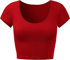 2026 <b>Top</b> Selling Custom Women's Solid Green Scoop Neck Short Sleeve Knitted T-Shirt 100% Cotton Breathable Eco-Friendly <b>Zipper</b> - Product Image 2