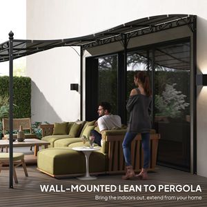 Auvent de terrasse extérieur en métal gris foncé 10FT X 20FT avec trous de drainage pour villa, cour, parc, jardin - Product Image 6