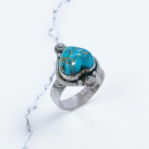 925 Stumped Silver Jewelry And Blue Copper Turquoise Gemstone Silver Fine <b>Rings</b> Stumped Women Lady <b>Girls</b> Kids Jewelry Unisex - Product Image 2