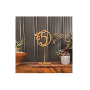 Numéros de table de mariage personnalisés en bois, support rustique circulaire en forme de feuille, porte-numéros pour centre de table de restaurant, événement, fête - Product Image 1