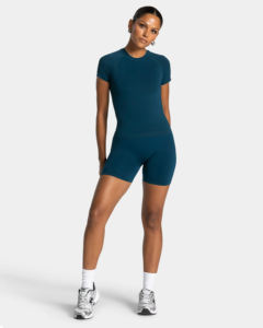 Camiseta de Manga Raglán Ajustada para Mujer, 100% Algodón Spandex, Color Verde Petróleo, Calidad Premium, con Estampado Personalizado - Product Image 3