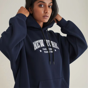 Sweat-shirt à capuche oversize imprimé pour femme en coton 100% premium, hiver automne, logo frontal, doux, respirant, décontracté - Product Image 6