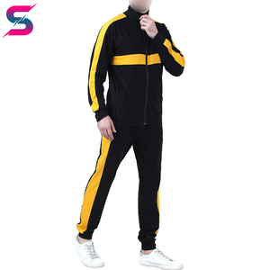 Black & Yellow Contrast Color Good Selling Durable <b>Machine</b> Washable Outer Wear OEM Lightweight Polyester Cotton Tracksuit - Product Image 2