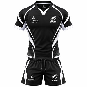 Custom <b>Rugby</b> Uniform Set for Men Sublimated <b>Rugby</b> Jersey & <b>Shorts</b> Professional Team Sportswear Wholesale Manufacture OEM Service - Product Image 1