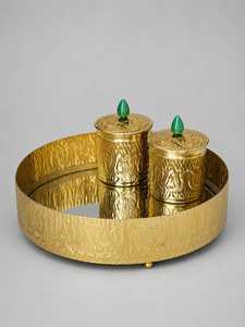 Assiette de service de luxe personnalisée en or gaufré, durable, décorative, pour banquet, mariage, table - Product Image 3