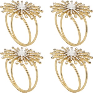 Porta Servilletas Metálico Dorado de Lujo con Brillantes Pedrerías, Sofisticado Anillo para Servilletas con Diseño de Estrella Dorada - Product Image 4