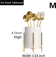 Soporte de cerámica blanca de alta gama con base de metal dorado, ideal para restaurantes, eventos y organizador de mesas para fiestas.