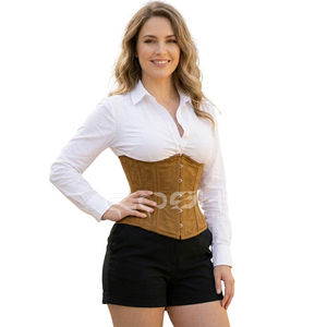High-Quality Suede Leather <b>Underbust</b> Corset With Heavy Duty Steel Boning Waist Training Corset - Product Image 2