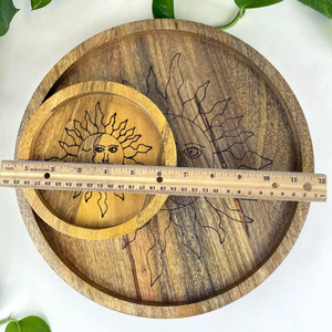 Round Art Deco Solid Wood Handcrafted Serving Tray with <b>Sliding</b> Hanging & Touch Sensing Functions Flat Base Decorative Christmas - Product Image 6